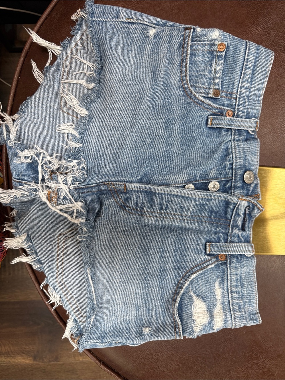 Levi's Light Blue Distressed Cutoff Jean Shorts